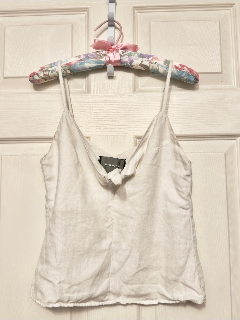 Reformation Offwhite  Linen Tie-Front Cami Top